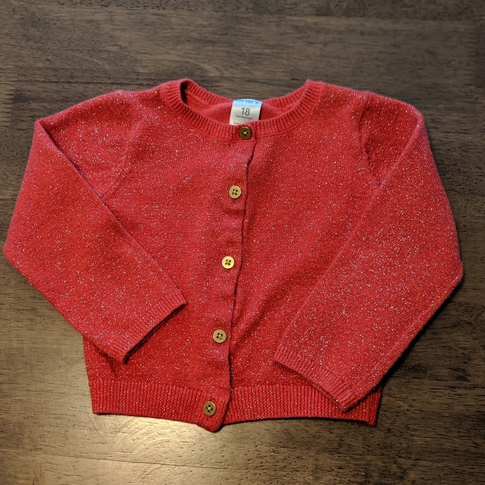Carter's Red Button Up Cardigan - Picture 1 of 3